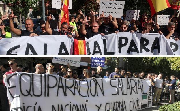 Policías y guardias civiles se concentran por la equiparación salarial