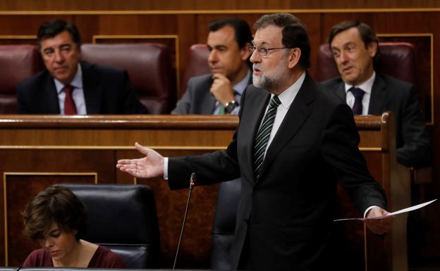 El presidente del Gobierno, durante su intervención hoy en el Congreso. 