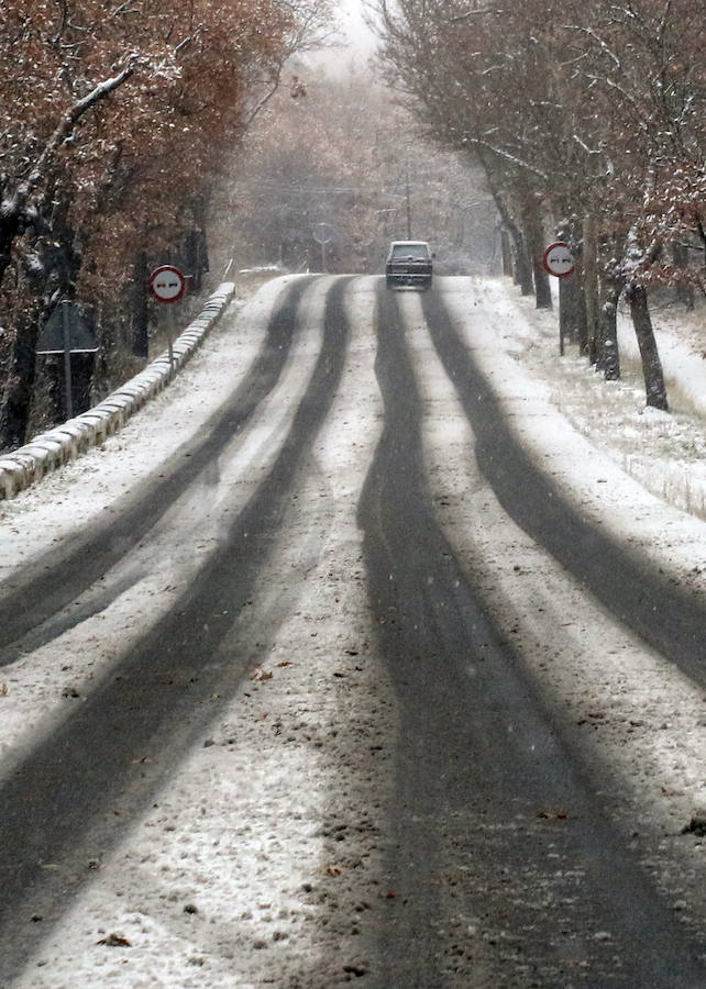 El temporal de nieve y bajas temperaturas es ya una realidad en la provincia de Segovia, donde las primeras nevadas obligan a circular con precaución.