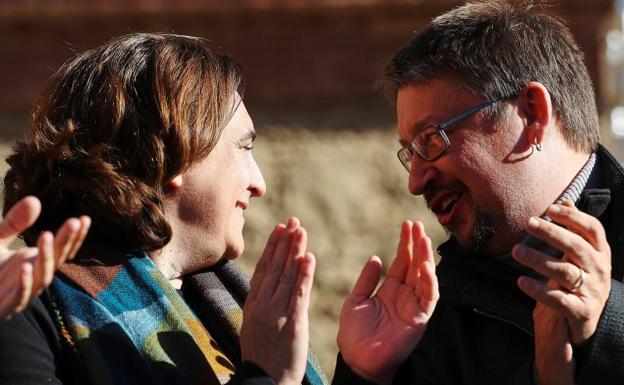 Ada Colau y Xavier Domènech, hoy en Barcelona.