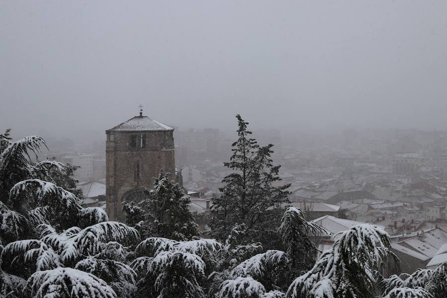La incesante nieve ha caído durante toda la jornada del sábado ha dejado bellas estampas en la ciudad