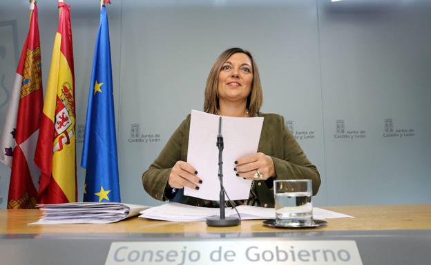 Milagros Marcos, en la rueda de prensa tras el Consejo de Gobierno. ICAL