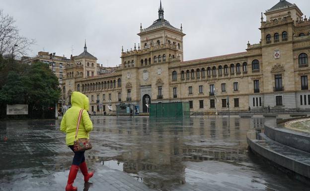 Lluvia en la Plaza de Zorrilla de Valladolid. 