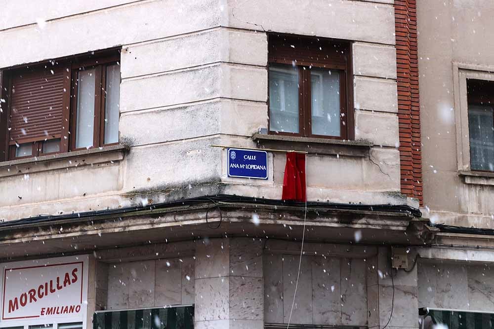 La calle Julio Sáez de la Hoya ya luce nuevo nombre. Esta mañana se ha descubierto la placa con el nombre de Ana Mª Lopidana