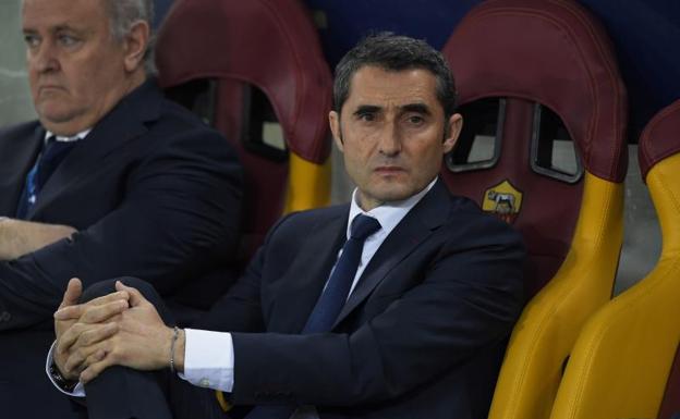 Ernesto Valverde, en el banquillo en el Olímpico. 