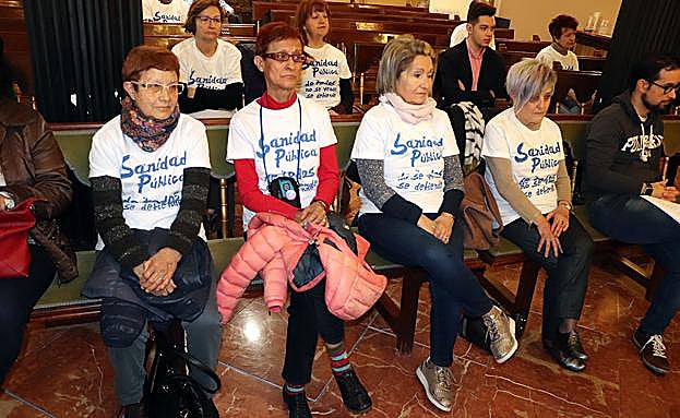 Al pleno han acudido representantes de la Plataforma por la Sanidad Pública