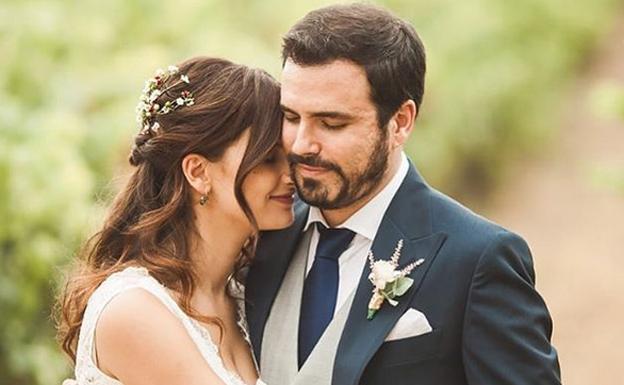 Alberto Garzón y Anna Ruiz, el día de su boda. 