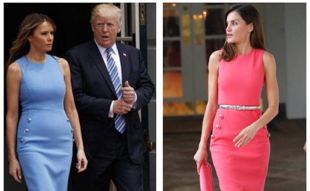 Melania Trump, en una aparición anterior y Letizia Ortiz en su visita a la Casa Blanca. 