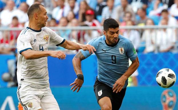 Luis Suárez, en el partido contra Rusia.