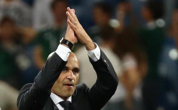 Roberto Martínez aplaude a la selección belga en el Mundial de Rusia. 