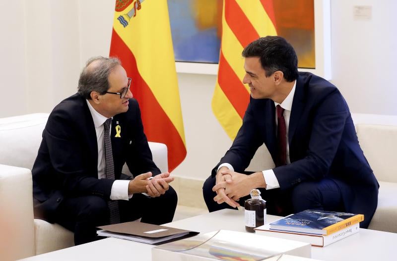 Sánchez y Torra reunidos esta mañana en La Moncloa. 