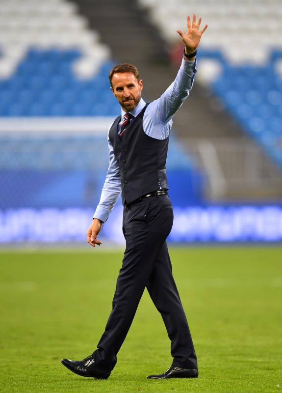 Southgate, con su chaleco ya característico.