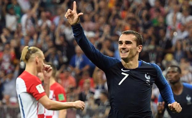 Griezmann celebra el 2-1 en la final de Moscú. 