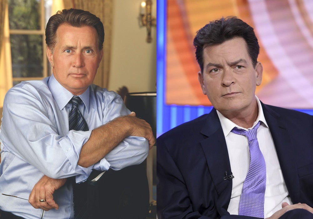 El actor Martin Sheen y, a la derecha, su hijo, y también actor, Charlie Sheen.