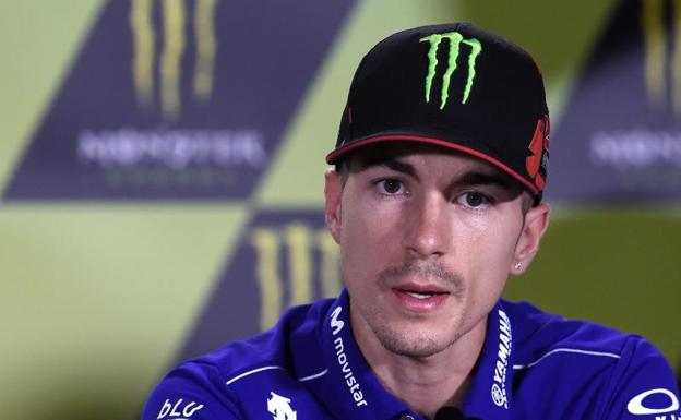 Maverick Viñales, en rueda de prensa. 