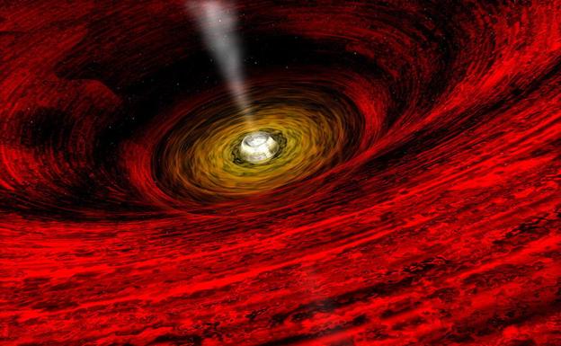 Recreación de un agujero negro, realizada por astronomos del MIT. 