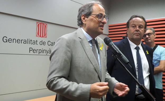 Quim Torra durante su visita a Perpignan.