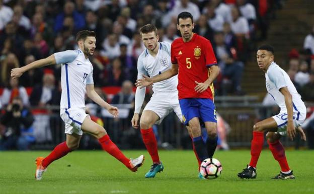 Sergio Busquets, durante el Inglaterra-España en Wembley. 