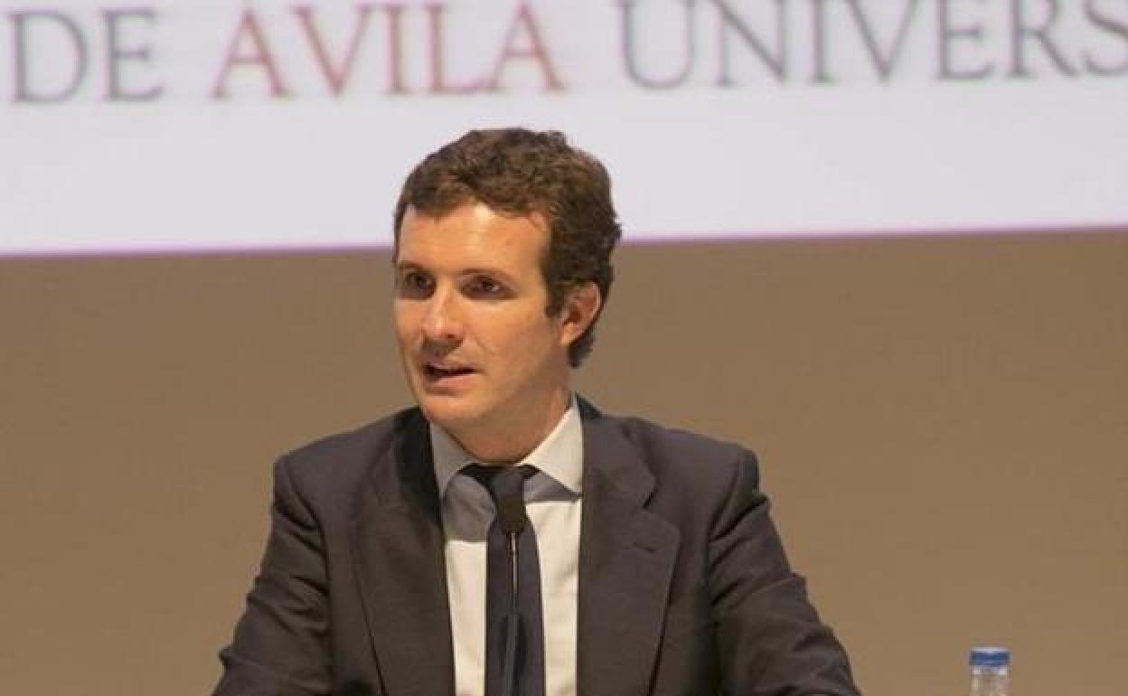 Pablo Casado en a Escuela de Otoño organizada por la Universidad Católica de Ávila (UCAV).