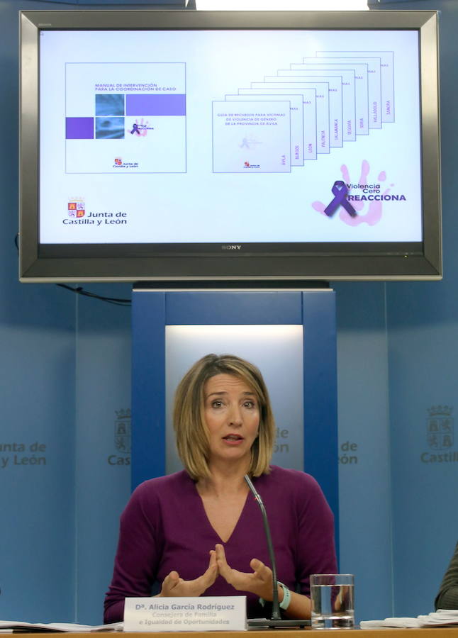 Alicia García, consejera de Familia, durante una rueda de prensa. 