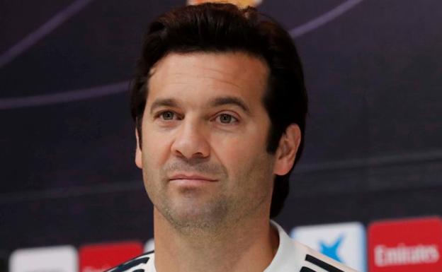 Solari en la rueda de prensa previa al choque frente al Huesca