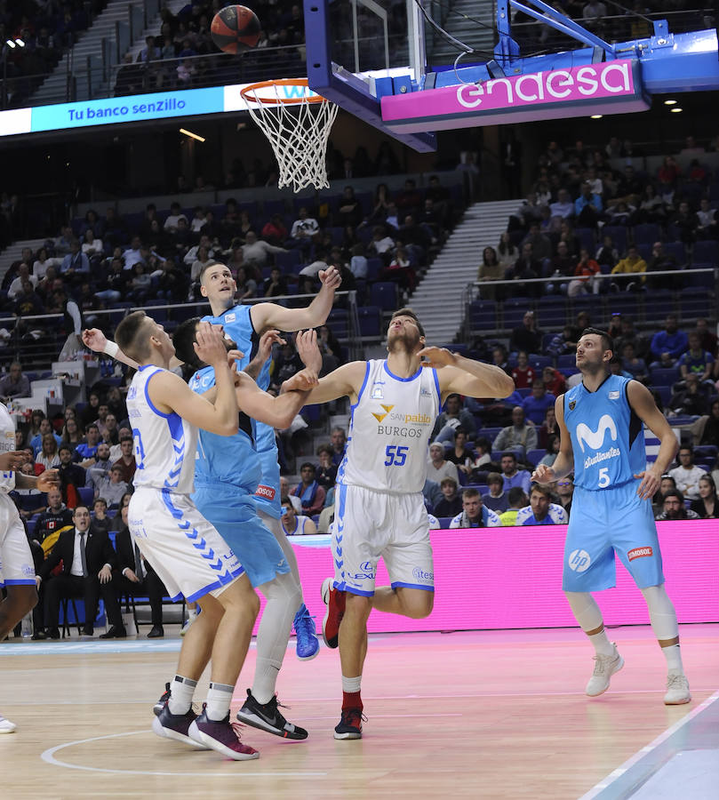 Un resumen en imágenes del partido que ha enfrentado hoy al Movistar Estudiantes y el San Pablo Burgos en el Wizink Center de Madrid.