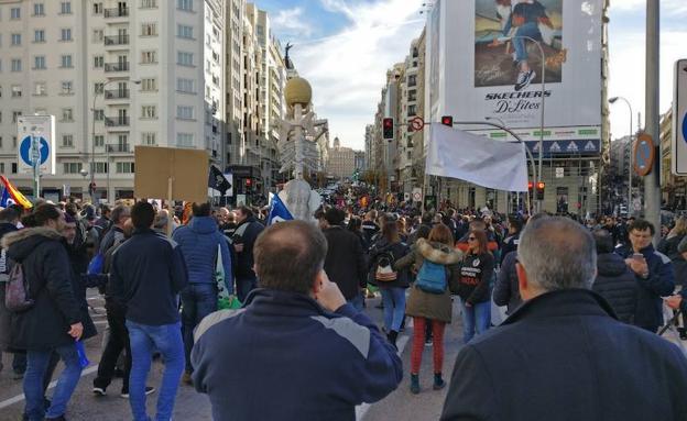 Funcionarios de prisiones burgaleses manifestándose en Madrid. 