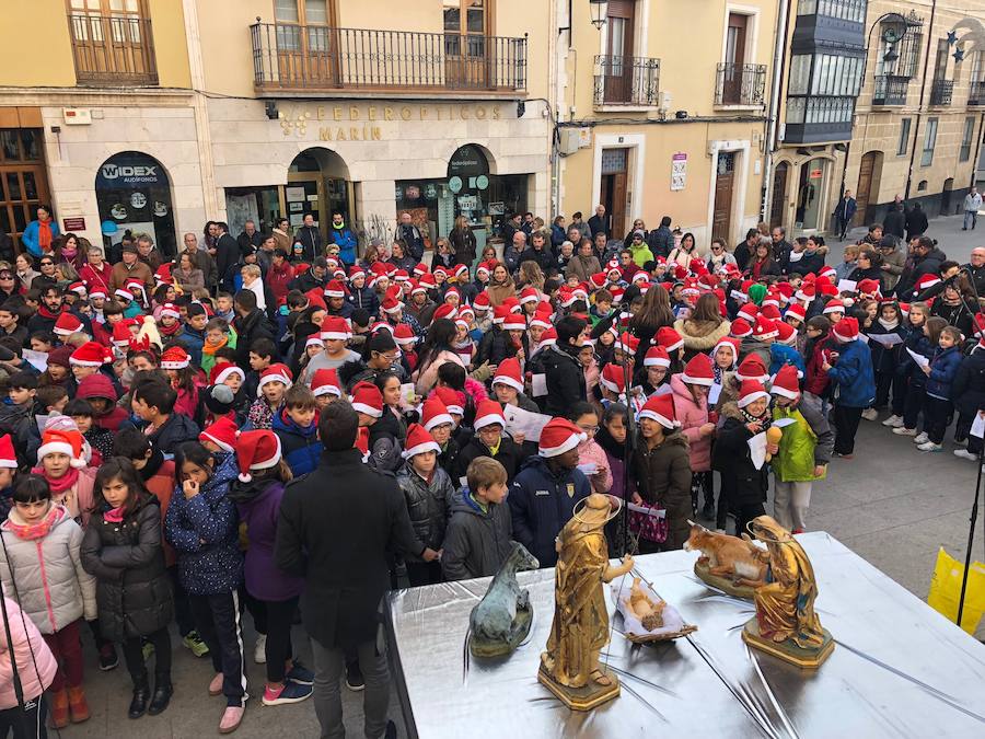 Más de 200 alumnos y numeroso público ha participado hoy en la XVI Cantada Escolar de Villancicos de Aranda de Duero.