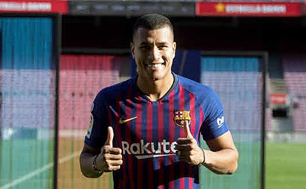 El central colombiano Jeison Murillo, durante su presentación con el Barcelona el pasado 27 de diciembre.