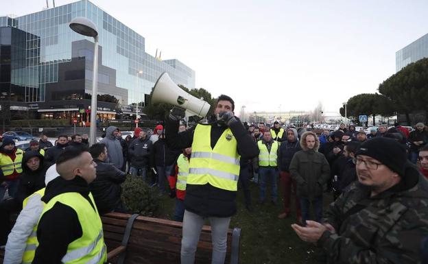 Taxistas protestan en Madrid.