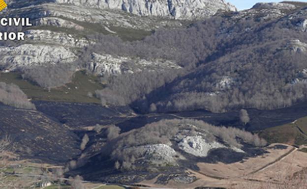 Panóramica de la zona afectada por el incendio. 