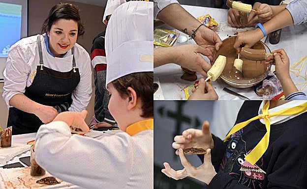 Diferentes momentos del taller de cocina. 