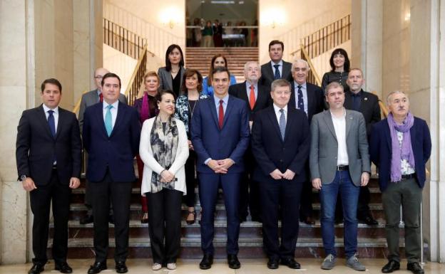 El presidente Pedro Sánchez, durante la inauuaración de una jornada sobre empleo.