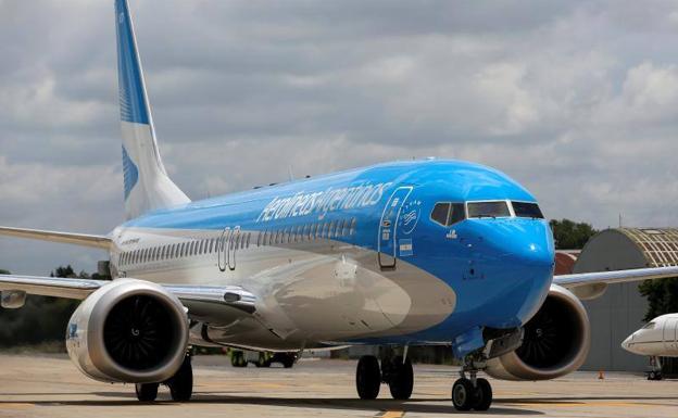 Un Boeing 737 MAX 8 perteneciente a Aerolíneas Agentinas.