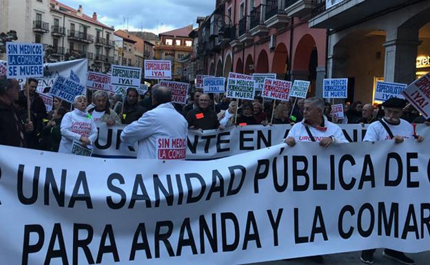 Imagen de archivo de una manifestación en Aranda por la Sanidad Pública de calidad. 