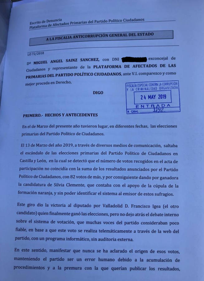 Denuncia registrada este viernes ante la Fiscalía Anticorrupción