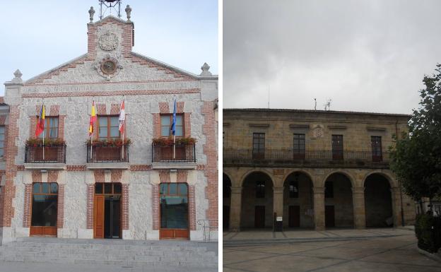 Ayuntamiento de Villagonzalo Pedernales (izquierda) y Ayuntamiento de Espinosa de los Monteros.