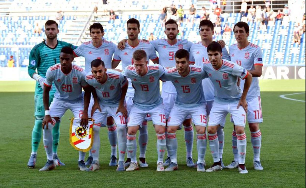 Once de la selección española sub-21 ante Bélgica.