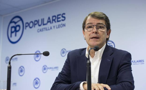 Alfonso Fernández Mañueco, en la sede del PP de Valladolid.