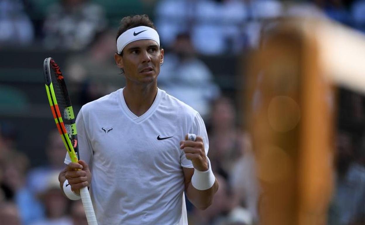 Rafa Nadal celebra un punto ante Sam Querrey.