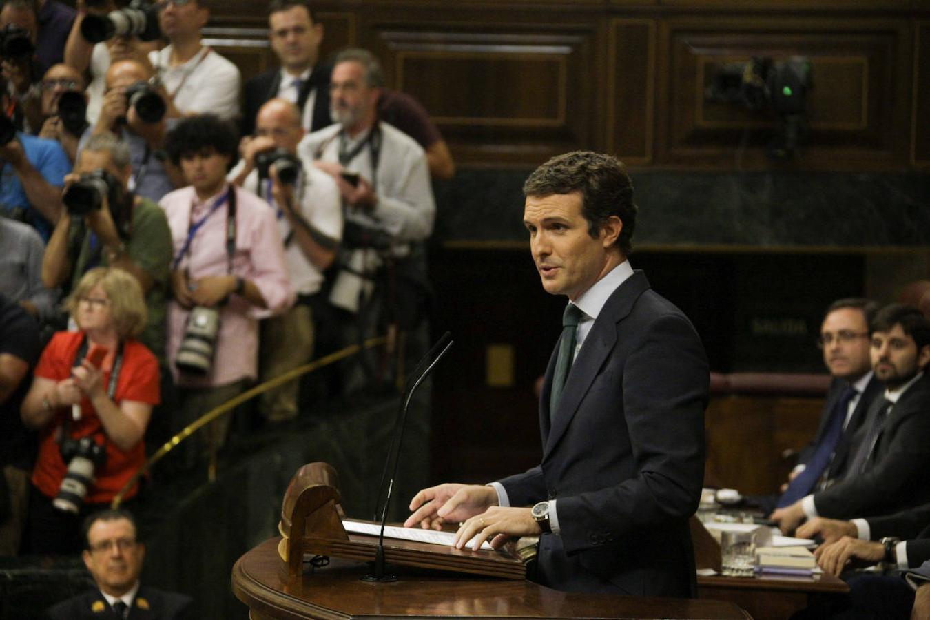Pablo Casado (PP) durante su intervención en la tercera sesión de investidura.