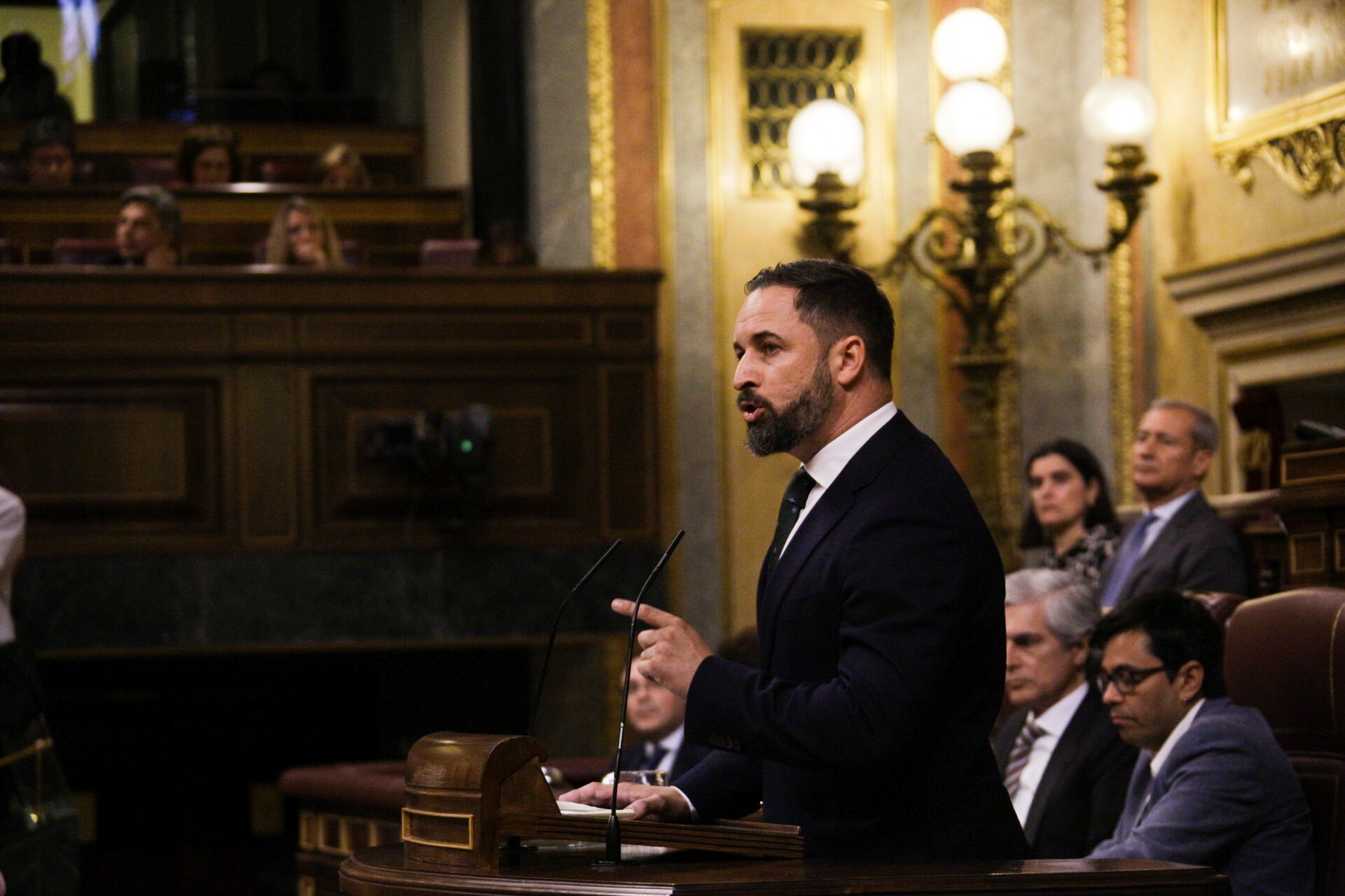 Santiago Abascal durante su discurso en la tercera sesión de investidura.