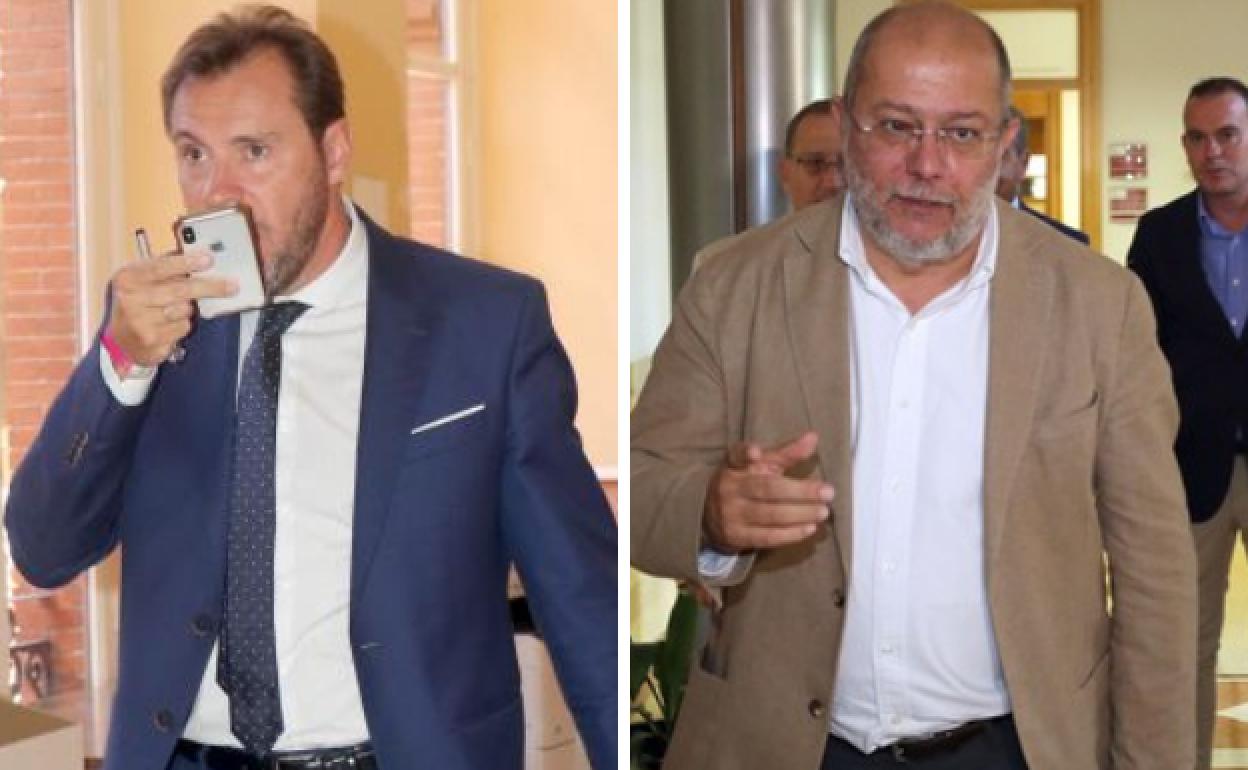 Óscar Puente (izquierda), tras el pleno municipal de este martes, y Francisco Igea, después de una reunión en la Junta.