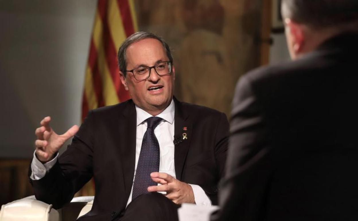 El presidente de la Generalitat, Quim Torra, durante su entrevista en TV3.