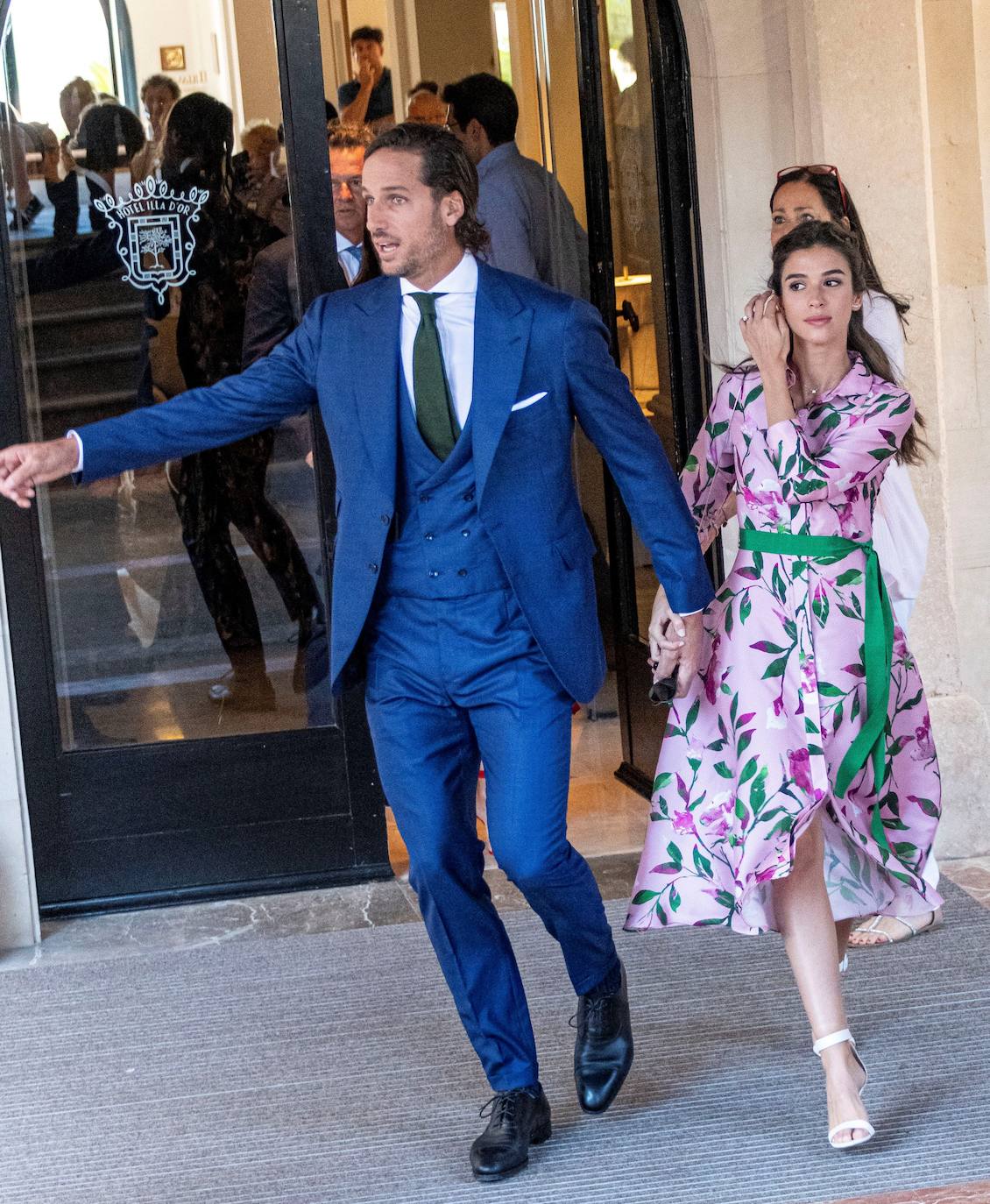 El tenista David Ferrer y Marta Tornel, invitados a la boda de Rafa Nadal y Mery Perelló. 