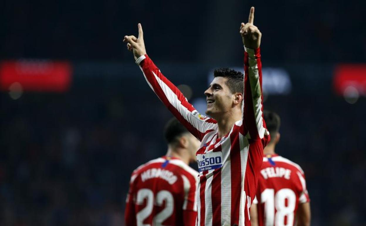 Álvaro Morata celebra su gol ante el Athletic.