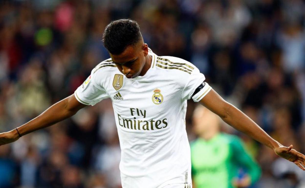 Rodrygo celebra su gol ante el Leganés. 