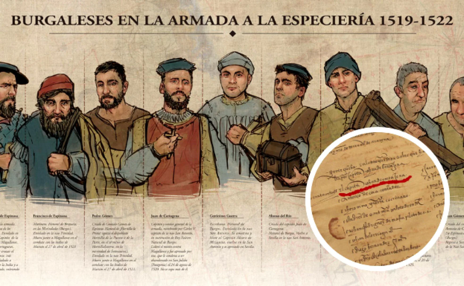 Texto de la época que atribuye el cargo de capitán al burgalés Juan de Cartagena