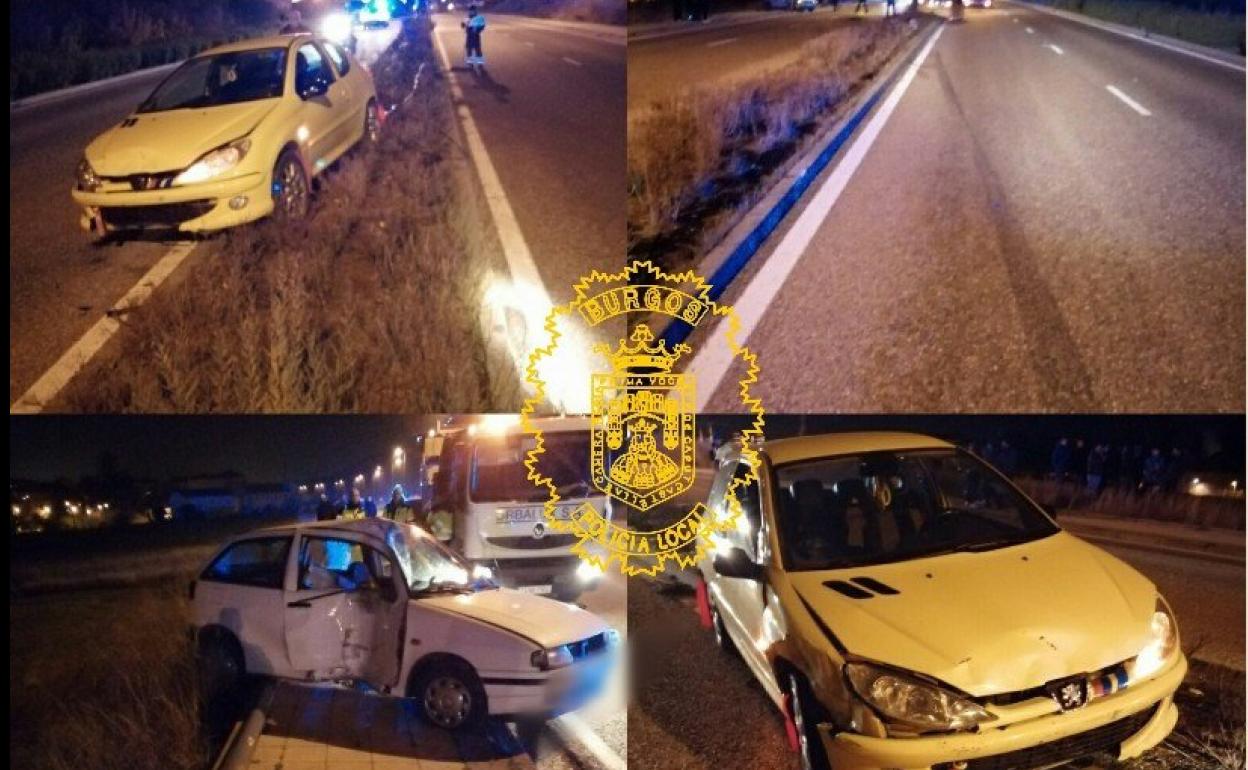 Imagen del accidente en el que se vieron implicados dos turismos