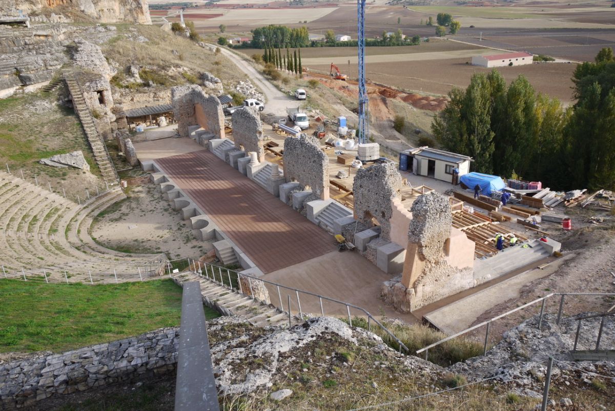 Fotos: Obras de rehabilitación del teatro romano de Clunia